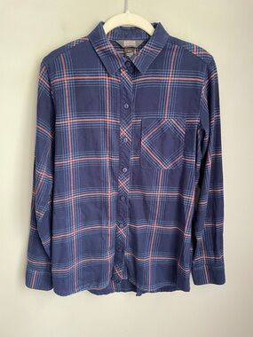 Outdoor Research Women’s Blue Plaid Long Sleeve Button Up Shirt Size Small